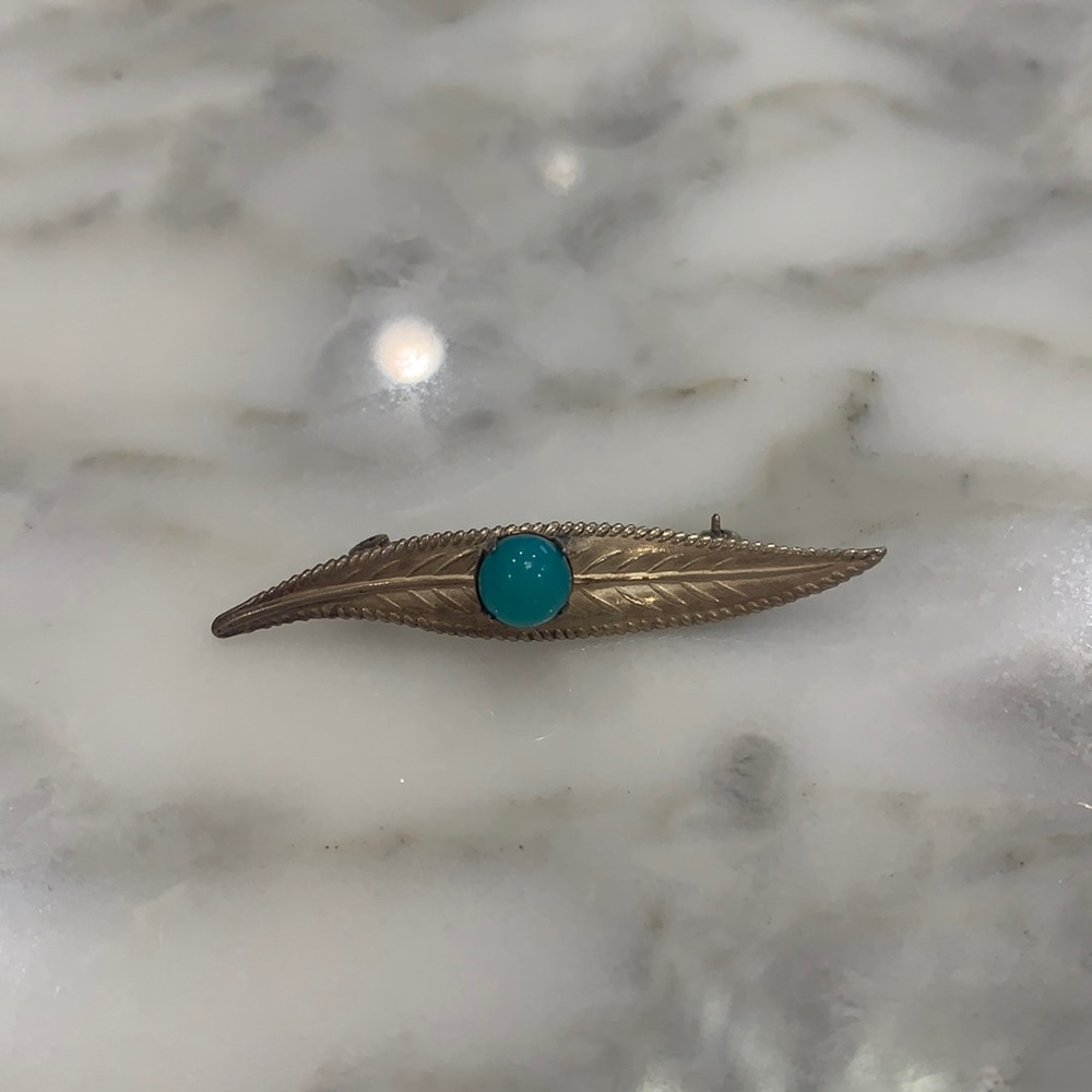 Silver Brooch with Turquoise